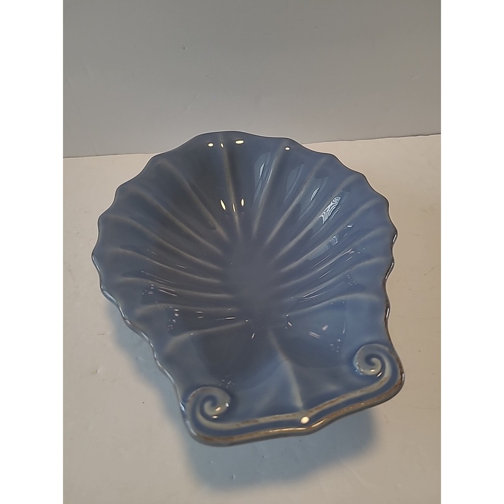 Casa Stone By CASAFINA VINTAGE PORT BLUE SeaSHELL SHAPED DISH Bowl 10"